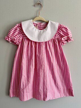 NWT Beaufort Bonnet Company Calloway Collar Dress 3T Providence Pink Stripe TBBC